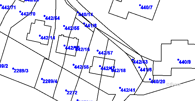 Parcela st. 442/57 v KÚ Frymburk, Katastrální mapa