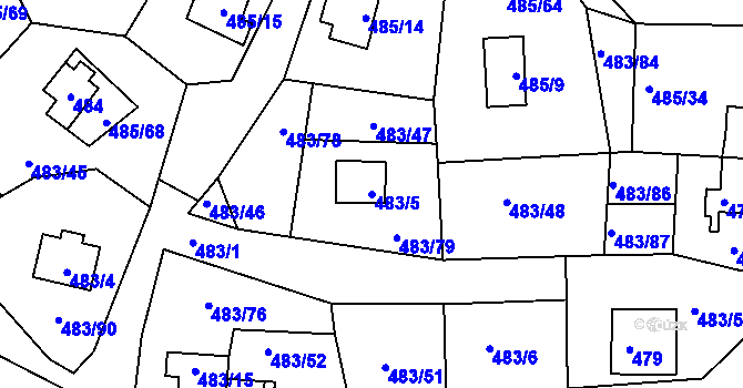 Parcela st. 483/5 v KÚ Frymburk, Katastrální mapa