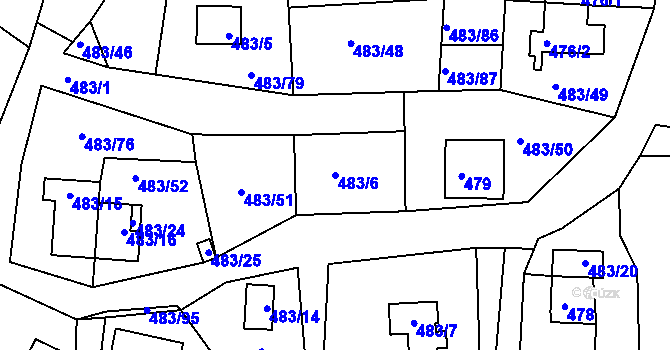 Parcela st. 483/6 v KÚ Frymburk, Katastrální mapa