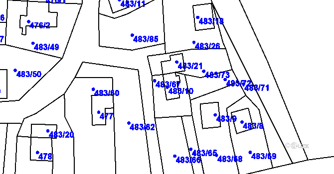 Parcela st. 483/10 v KÚ Frymburk, Katastrální mapa