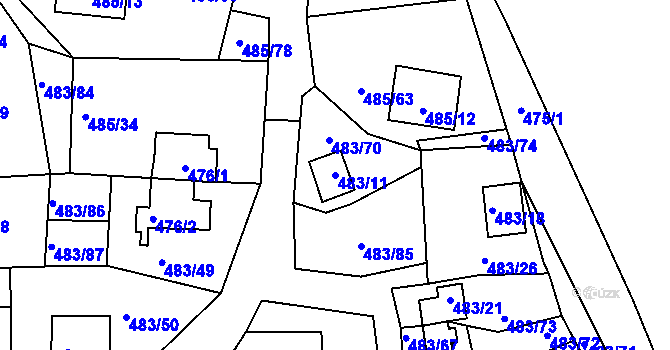 Parcela st. 483/11 v KÚ Frymburk, Katastrální mapa