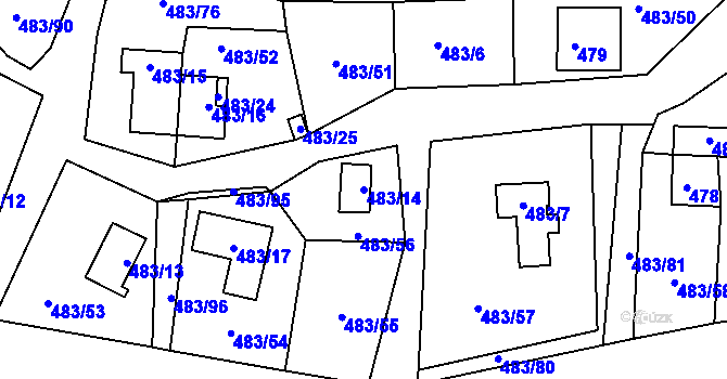 Parcela st. 483/14 v KÚ Frymburk, Katastrální mapa