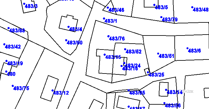 Parcela st. 483/15 v KÚ Frymburk, Katastrální mapa