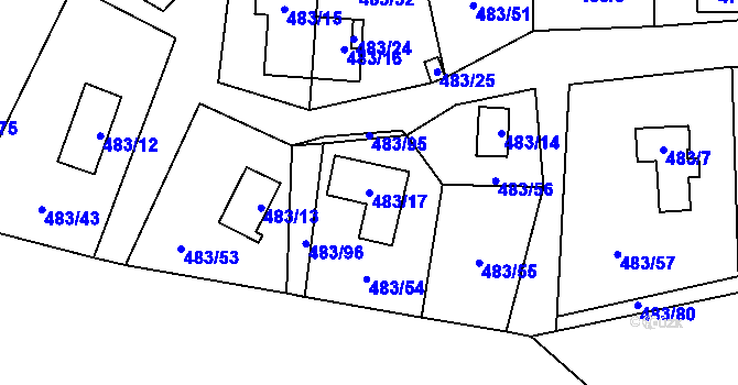 Parcela st. 483/17 v KÚ Frymburk, Katastrální mapa