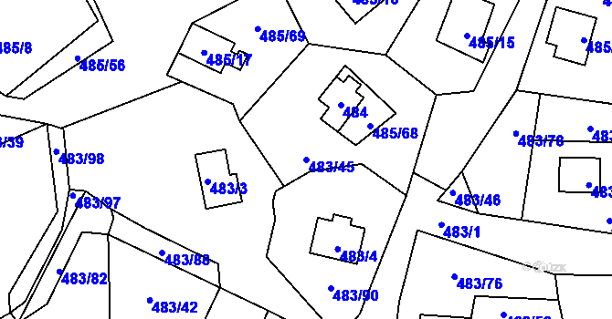 Parcela st. 483/45 v KÚ Frymburk, Katastrální mapa