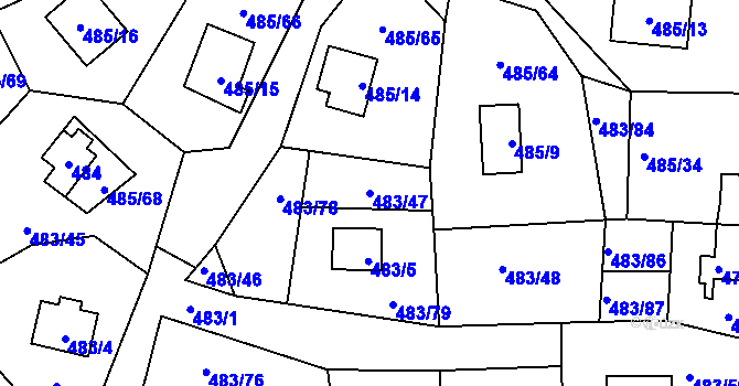 Parcela st. 483/47 v KÚ Frymburk, Katastrální mapa