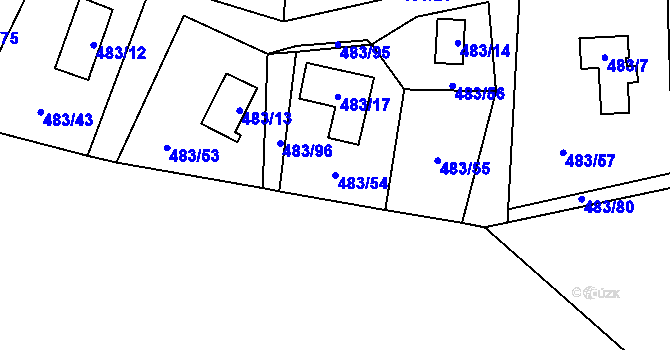 Parcela st. 483/54 v KÚ Frymburk, Katastrální mapa