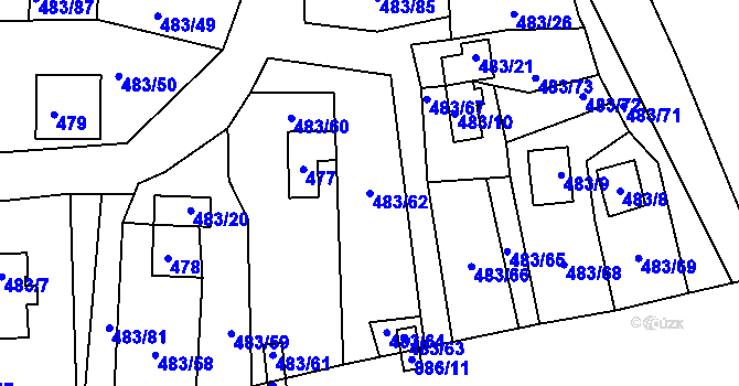 Parcela st. 483/62 v KÚ Frymburk, Katastrální mapa