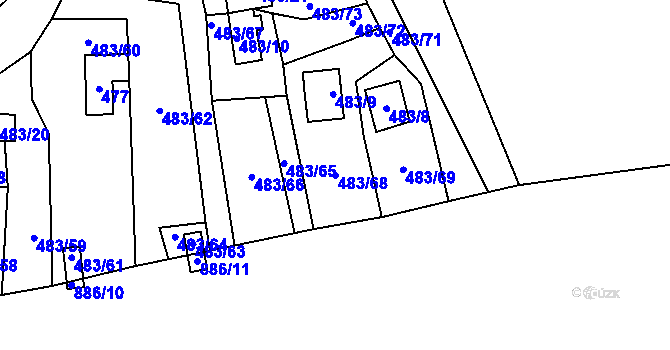 Parcela st. 483/68 v KÚ Frymburk, Katastrální mapa