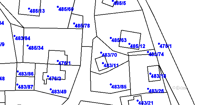 Parcela st. 483/70 v KÚ Frymburk, Katastrální mapa