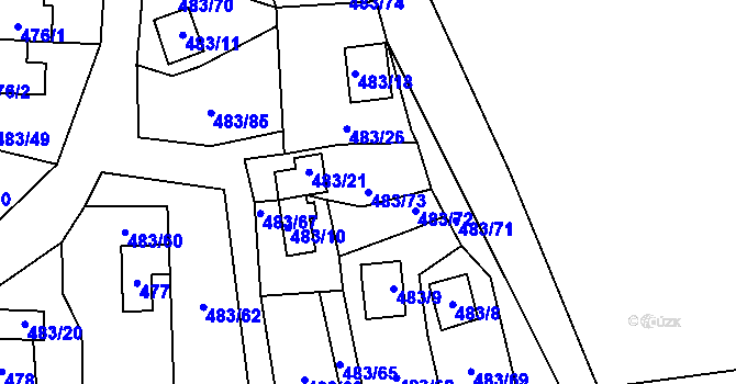 Parcela st. 483/73 v KÚ Frymburk, Katastrální mapa