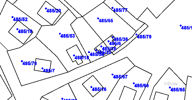 Parcela st. 485/35 v KÚ Frymburk, Katastrální mapa