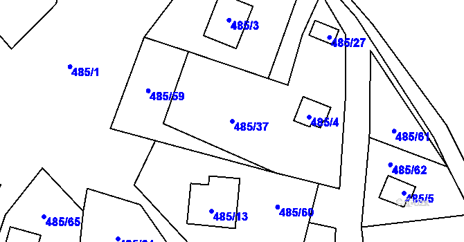 Parcela st. 485/37 v KÚ Frymburk, Katastrální mapa