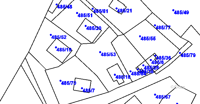 Parcela st. 485/53 v KÚ Frymburk, Katastrální mapa