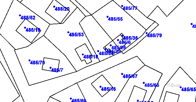 Parcela st. 485/54 v KÚ Frymburk, Katastrální mapa
