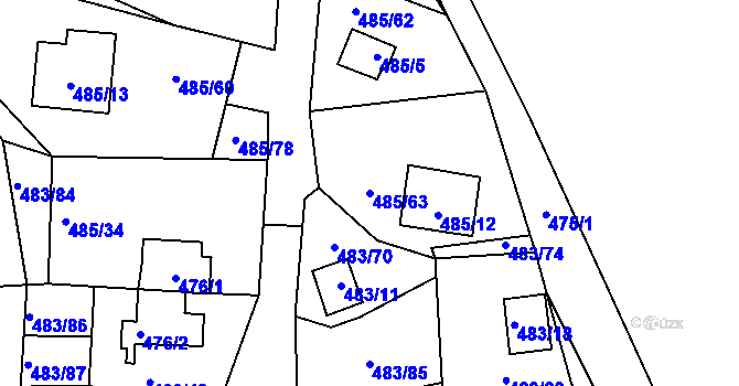 Parcela st. 485/63 v KÚ Frymburk, Katastrální mapa