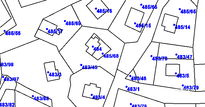 Parcela st. 485/68 v KÚ Frymburk, Katastrální mapa