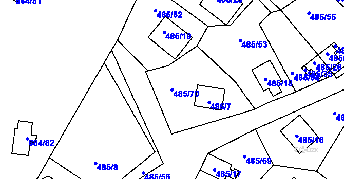 Parcela st. 485/70 v KÚ Frymburk, Katastrální mapa
