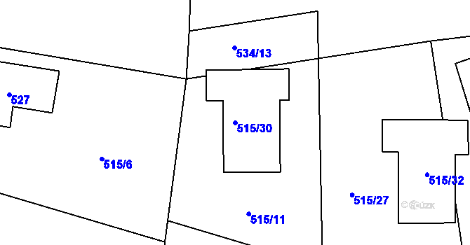 Parcela st. 515/30 v KÚ Frymburk, Katastrální mapa