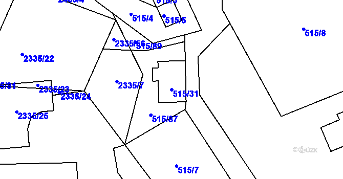 Parcela st. 515/31 v KÚ Frymburk, Katastrální mapa