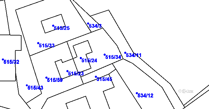 Parcela st. 515/34 v KÚ Frymburk, Katastrální mapa