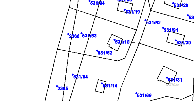 Parcela st. 531/62 v KÚ Frymburk, Katastrální mapa