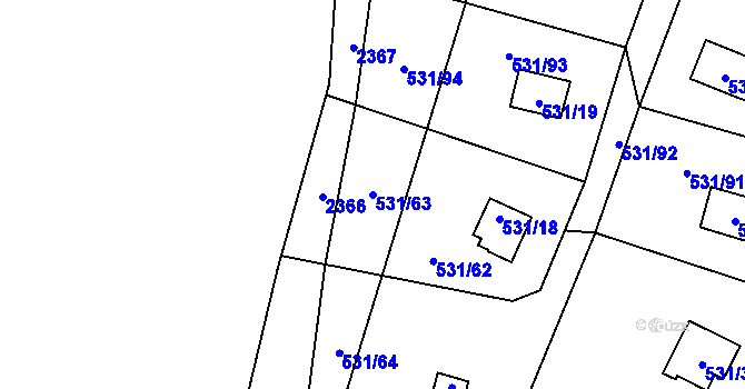 Parcela st. 531/63 v KÚ Frymburk, Katastrální mapa