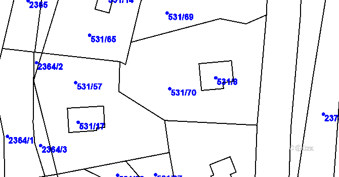 Parcela st. 531/70 v KÚ Frymburk, Katastrální mapa