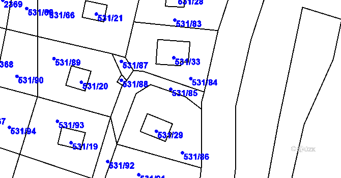 Parcela st. 531/85 v KÚ Frymburk, Katastrální mapa