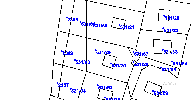 Parcela st. 531/89 v KÚ Frymburk, Katastrální mapa