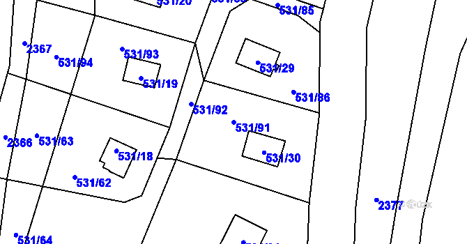 Parcela st. 531/91 v KÚ Frymburk, Katastrální mapa
