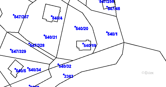 Parcela st. 540/19 v KÚ Frymburk, Katastrální mapa