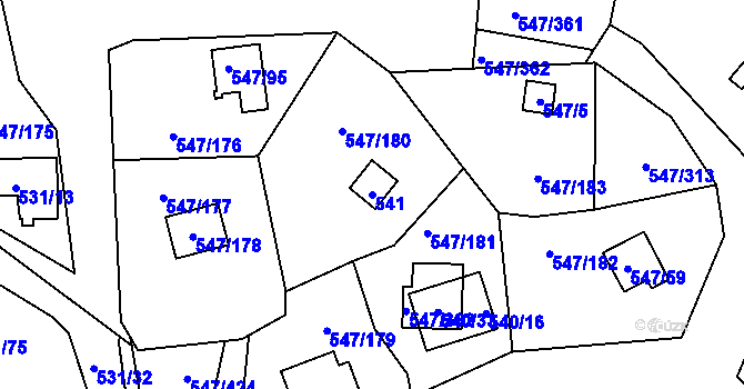 Parcela st. 541 v KÚ Frymburk, Katastrální mapa