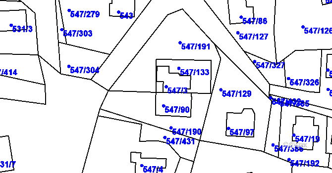 Parcela st. 547/3 v KÚ Frymburk, Katastrální mapa