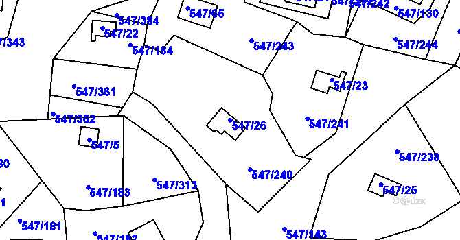 Parcela st. 547/26 v KÚ Frymburk, Katastrální mapa