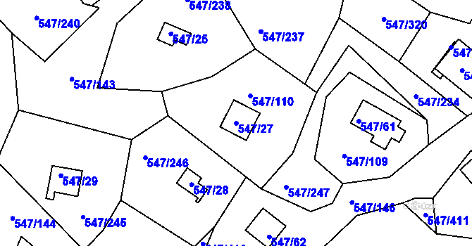 Parcela st. 547/27 v KÚ Frymburk, Katastrální mapa