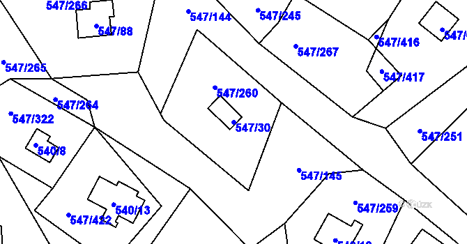 Parcela st. 547/30 v KÚ Frymburk, Katastrální mapa