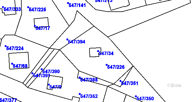 Parcela st. 547/34 v KÚ Frymburk, Katastrální mapa
