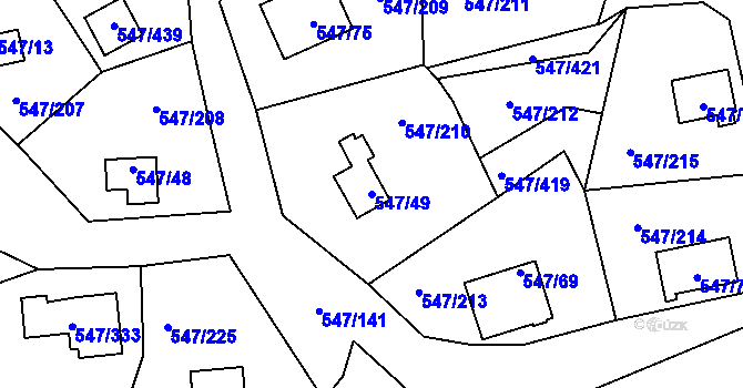 Parcela st. 547/49 v KÚ Frymburk, Katastrální mapa