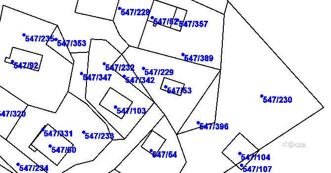 Parcela st. 547/53 v KÚ Frymburk, Katastrální mapa