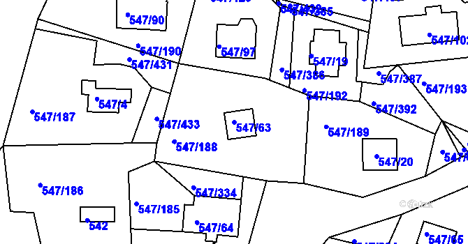 Parcela st. 547/63 v KÚ Frymburk, Katastrální mapa