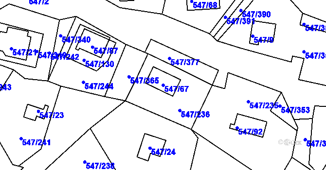 Parcela st. 547/67 v KÚ Frymburk, Katastrální mapa
