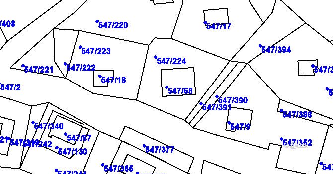 Parcela st. 547/68 v KÚ Frymburk, Katastrální mapa