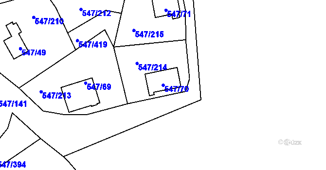 Parcela st. 547/70 v KÚ Frymburk, Katastrální mapa