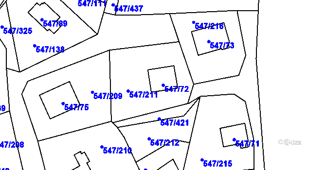 Parcela st. 547/72 v KÚ Frymburk, Katastrální mapa