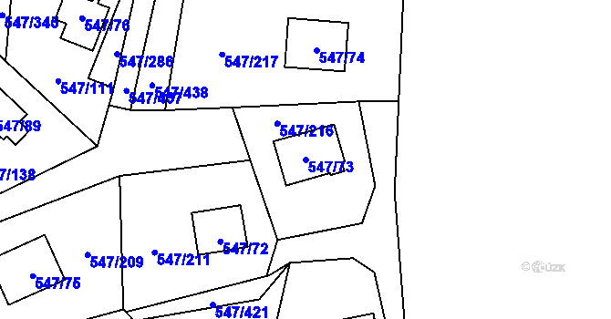 Parcela st. 547/73 v KÚ Frymburk, Katastrální mapa