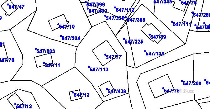 Parcela st. 547/77 v KÚ Frymburk, Katastrální mapa