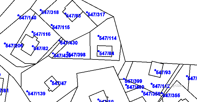 Parcela st. 547/84 v KÚ Frymburk, Katastrální mapa
