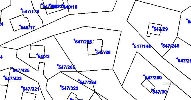 Parcela st. 547/88 v KÚ Frymburk, Katastrální mapa