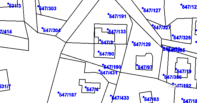 Parcela st. 547/90 v KÚ Frymburk, Katastrální mapa